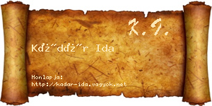 Kádár Ida névjegykártya