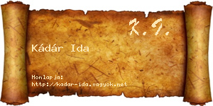 Kádár Ida névjegykártya